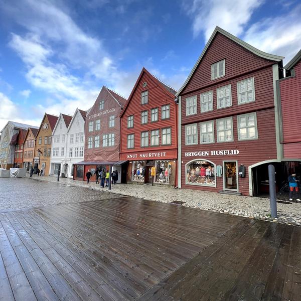 Street view of town in Norway 