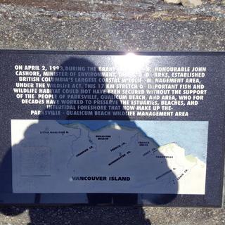 Informational sign about the Parksville Qualicum Beach Wildlife Management Area.