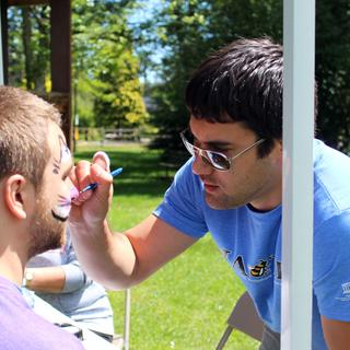 Graham practicing his art skills.