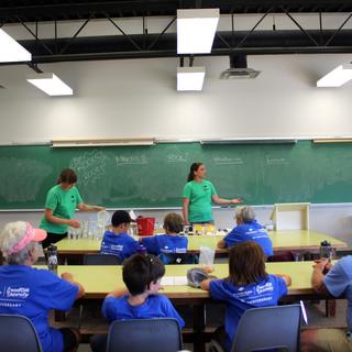 Kayla and Roxanne teaching about ROCKS!